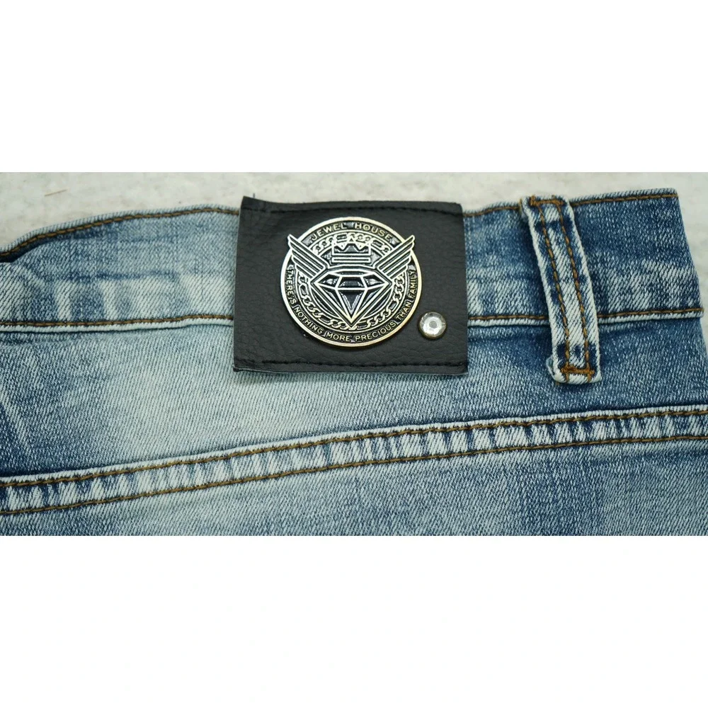 Jewel House Mens Moto‎ Biker Denim Skinny Jeans 40W 34L  Distressed Blue